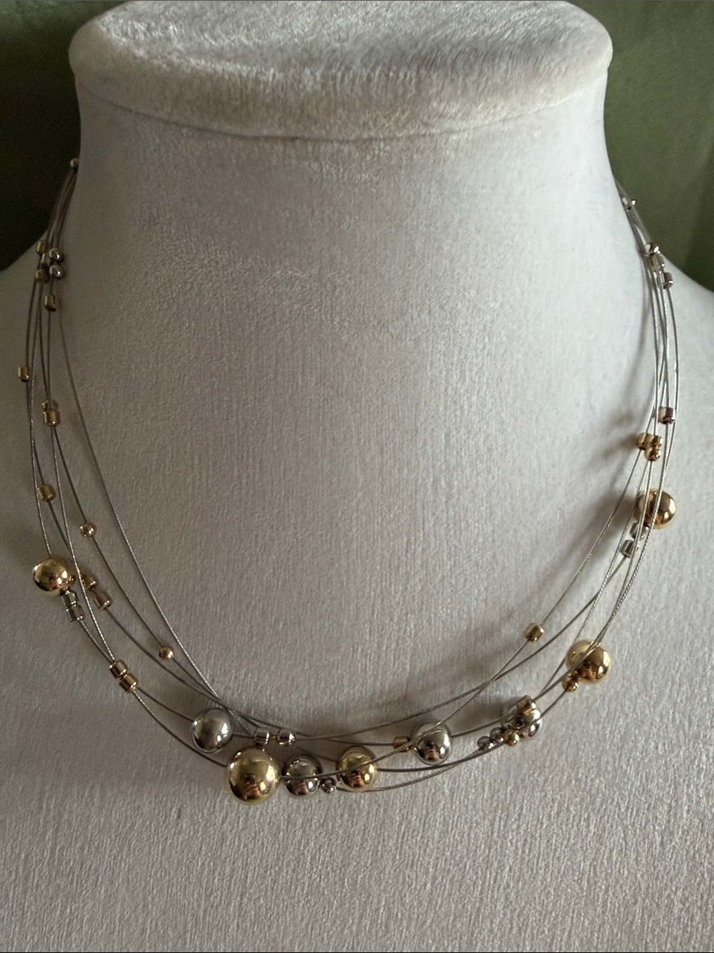 Lia Sophia Gold and Silver Multi-Strand Bead Necklace